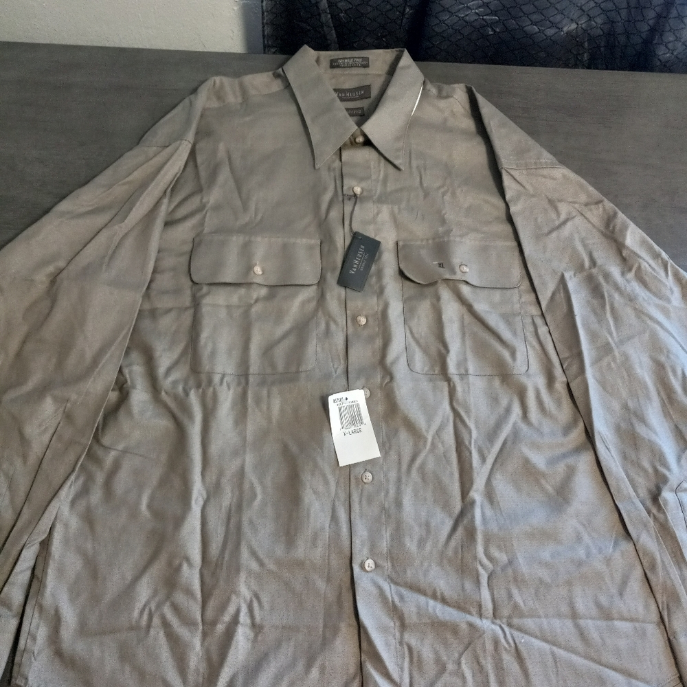 Van heusen Grey Longsleeve Button Up Mens Shirt Size XL
